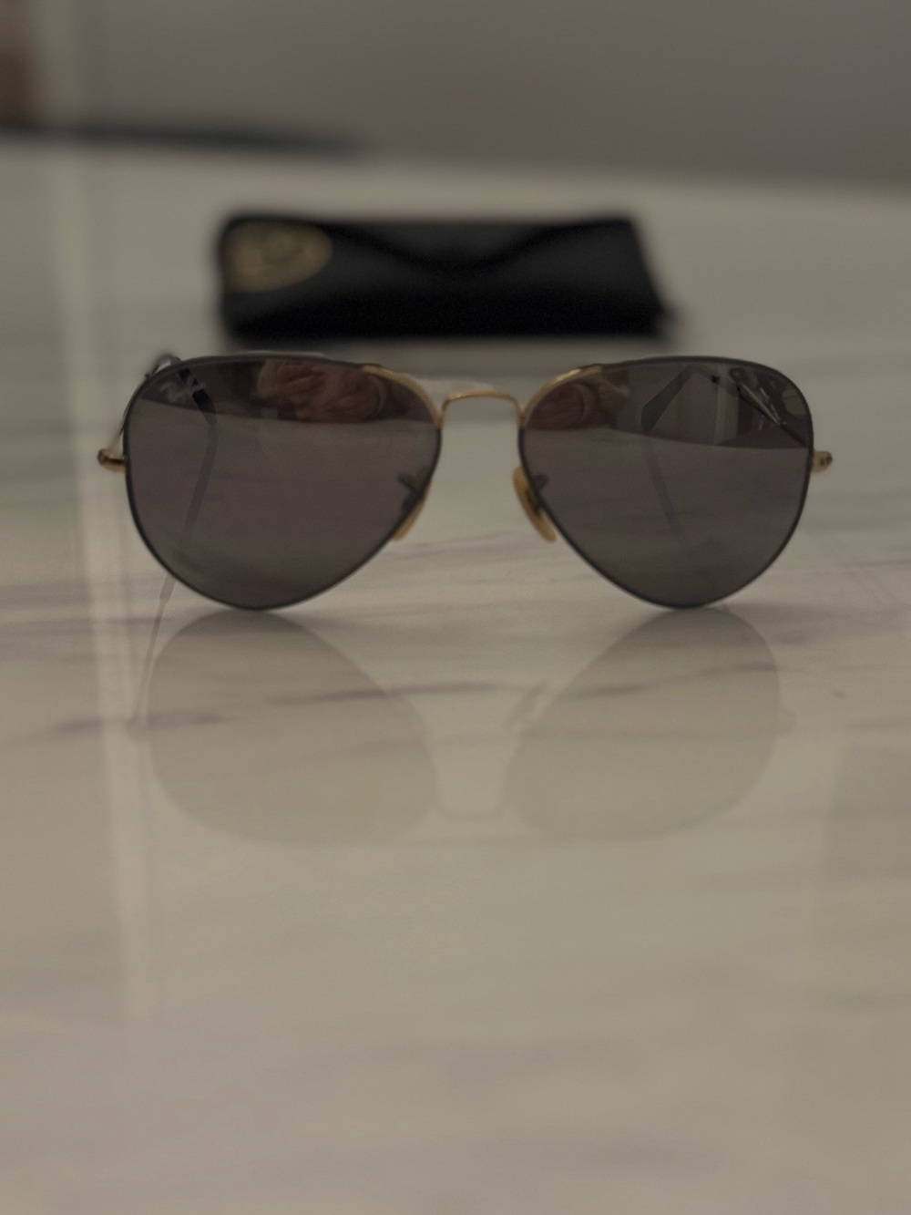 Ray-Ban Aviator Sunglasses - Gold Frame with Silver Lenses - Picture 4 of 9